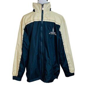 St Augustine Lighthouse Windbreaket Jacket Mens Size M Navy Beige VTG Maritime